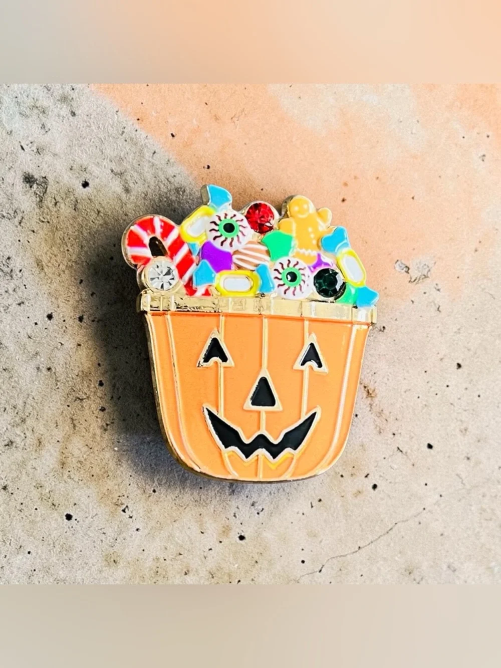 Halloween Candy Bucket Jack-o’-Lantern Brooch